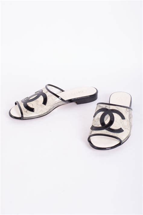 zara chanel vintage cc slides|chanel sandals cc logo.